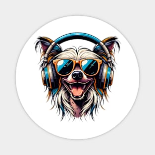 Chinese Crested Smiling DJ: A Musical Canine Portrait Magnet